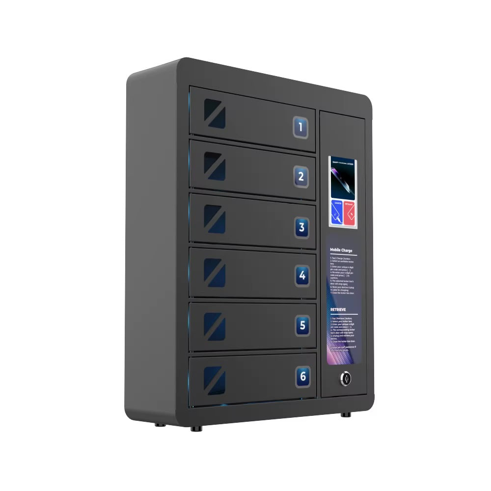 6 Bay Mobile Charging Locker with PD20W Super Fast Charging Speed and Security Keyless Touchscreen Operating System