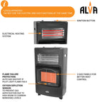 ALVA - Infrared Radiant Gas & Electric Dual Indoor Heater + Cadac 9kg Gas Cylinder (Combo)