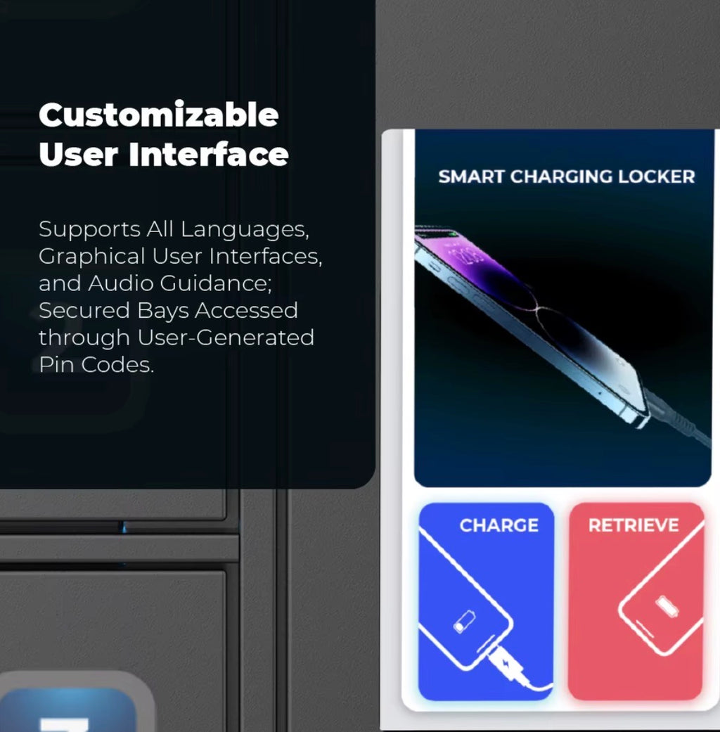 6 Bay Mobile Charging Locker with PD20W Super Fast Charging Speed and Security Keyless Touchscreen Operating System
