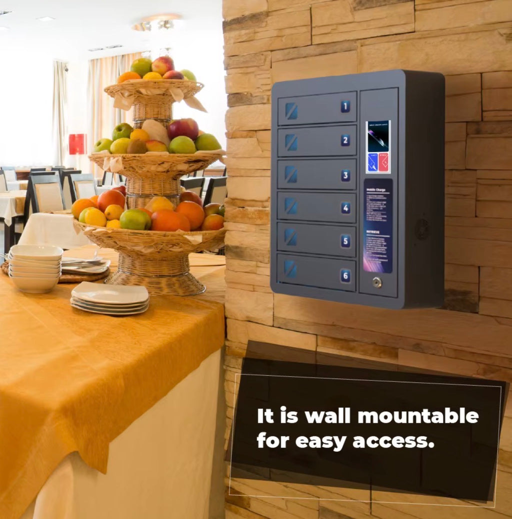 6 Bay Mobile Charging Locker with PD20W Super Fast Charging Speed and Security Keyless Touchscreen Operating System