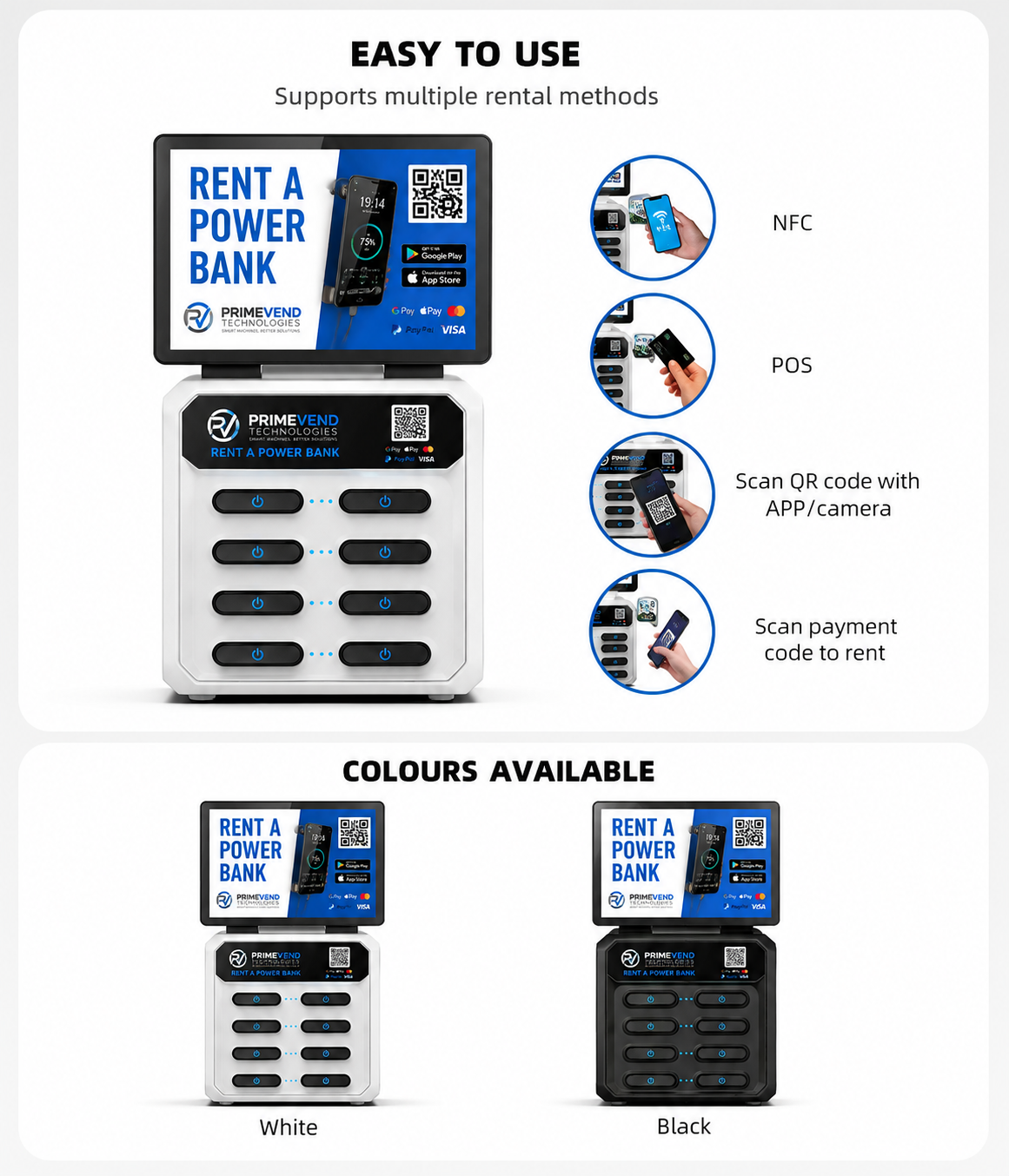 12-Slot Stackable Power Bank Rental Station