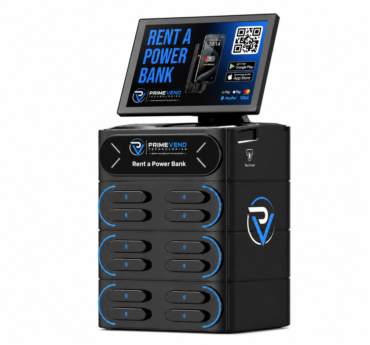 12-Slot Stackable Power Bank Rental Station