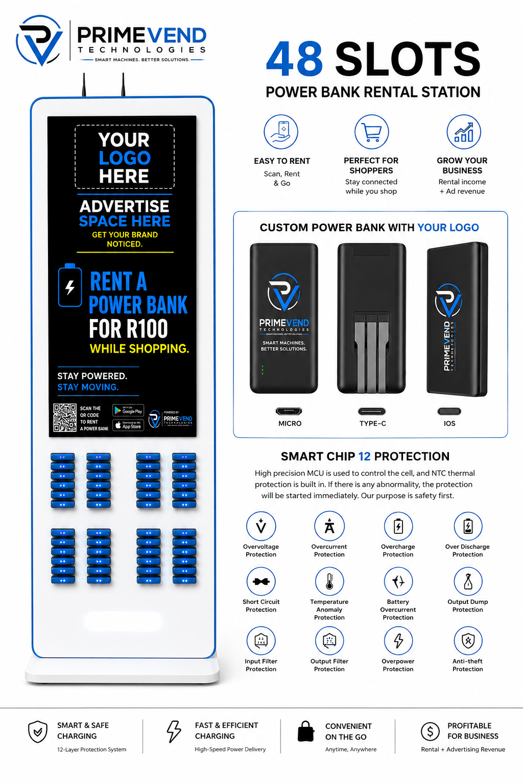 48 Slots Power Bank Rental Custom Machine