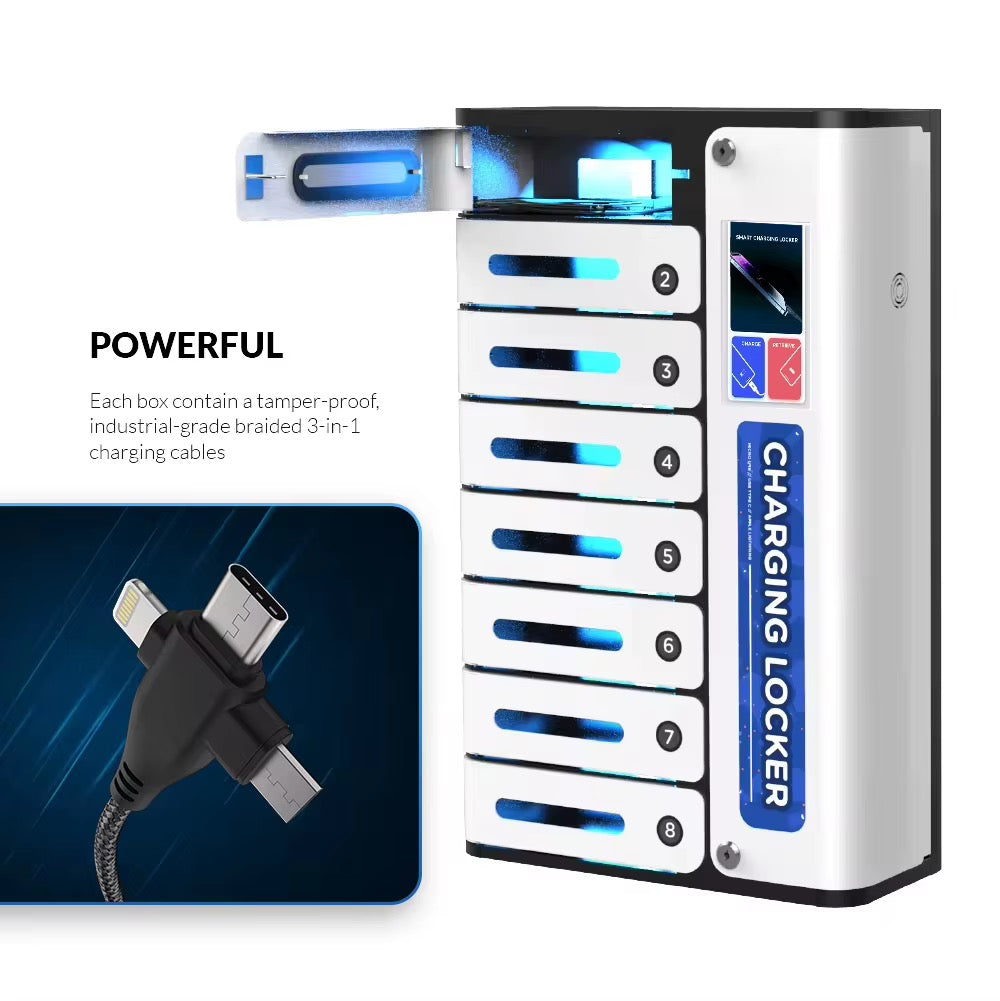 8 Bay Mobile Phone Pin Code Charging Locker Phone Charging Station Secured Charging Cabinet Optional for Ads Screen