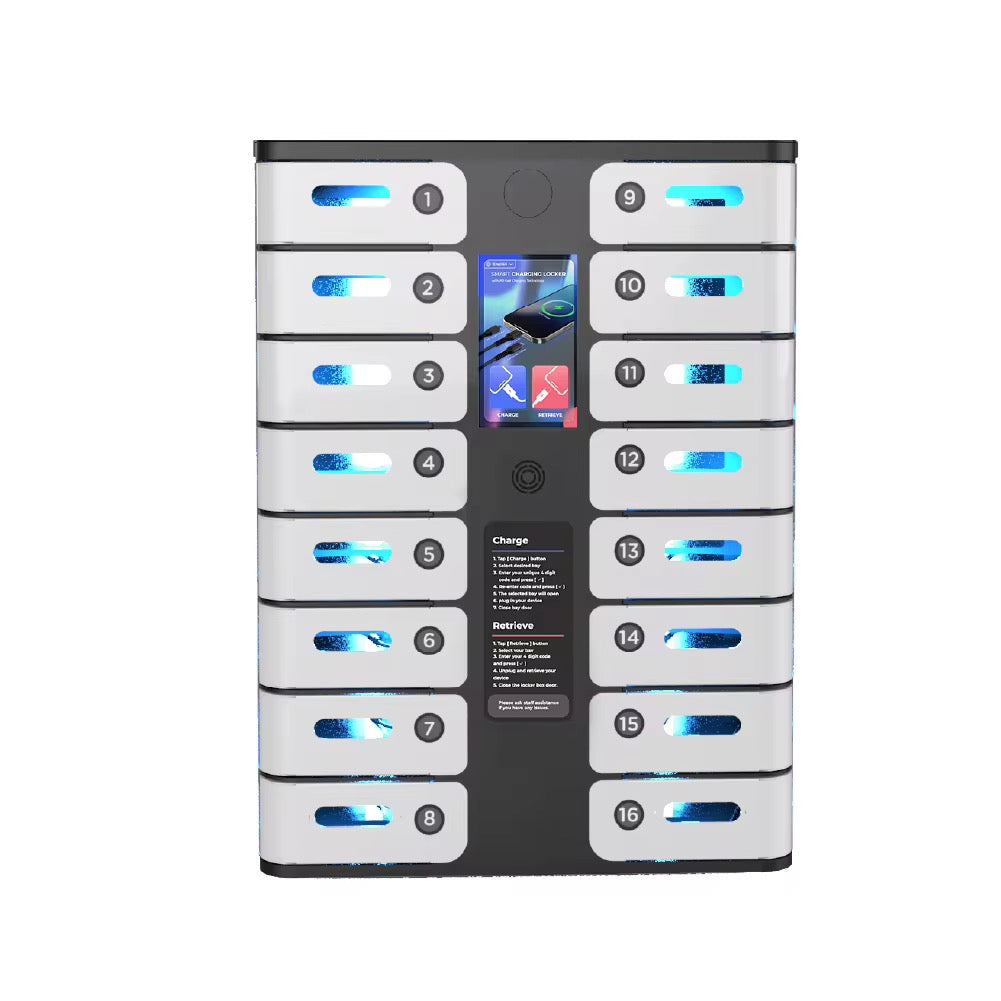 8 Bay Mobile Phone Pin Code Charging Locker Phone Charging Station Secured Charging Cabinet Optional for Ads Screen